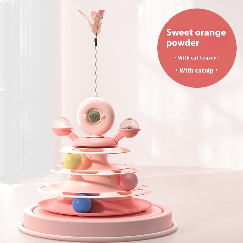 Cat Roller Ball Tower Toy – Multi-Level Puzzle & Play Accessory