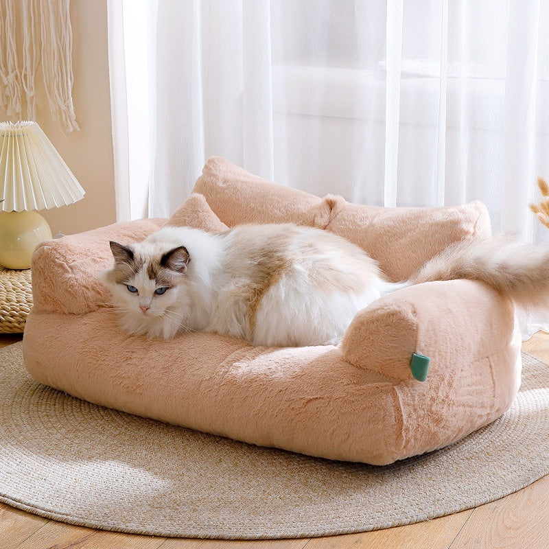 Large Flannel Cat Sofa Bed – Soft & Warm Kennel for Pets